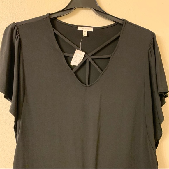 Maurice’s Black Blouse with bat sleeves and tie around waist-XL - Picture 4 of 6